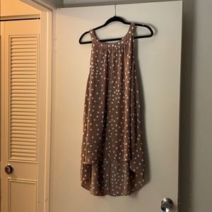 High-Neck Taupe Torrid Polka Dot High-Low Tank Top